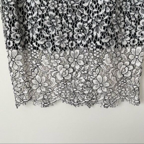 Express Lace Floral Pencil Slit Midi Work Office Skirt Black/ White 4 NEW - Picture 4 of 6